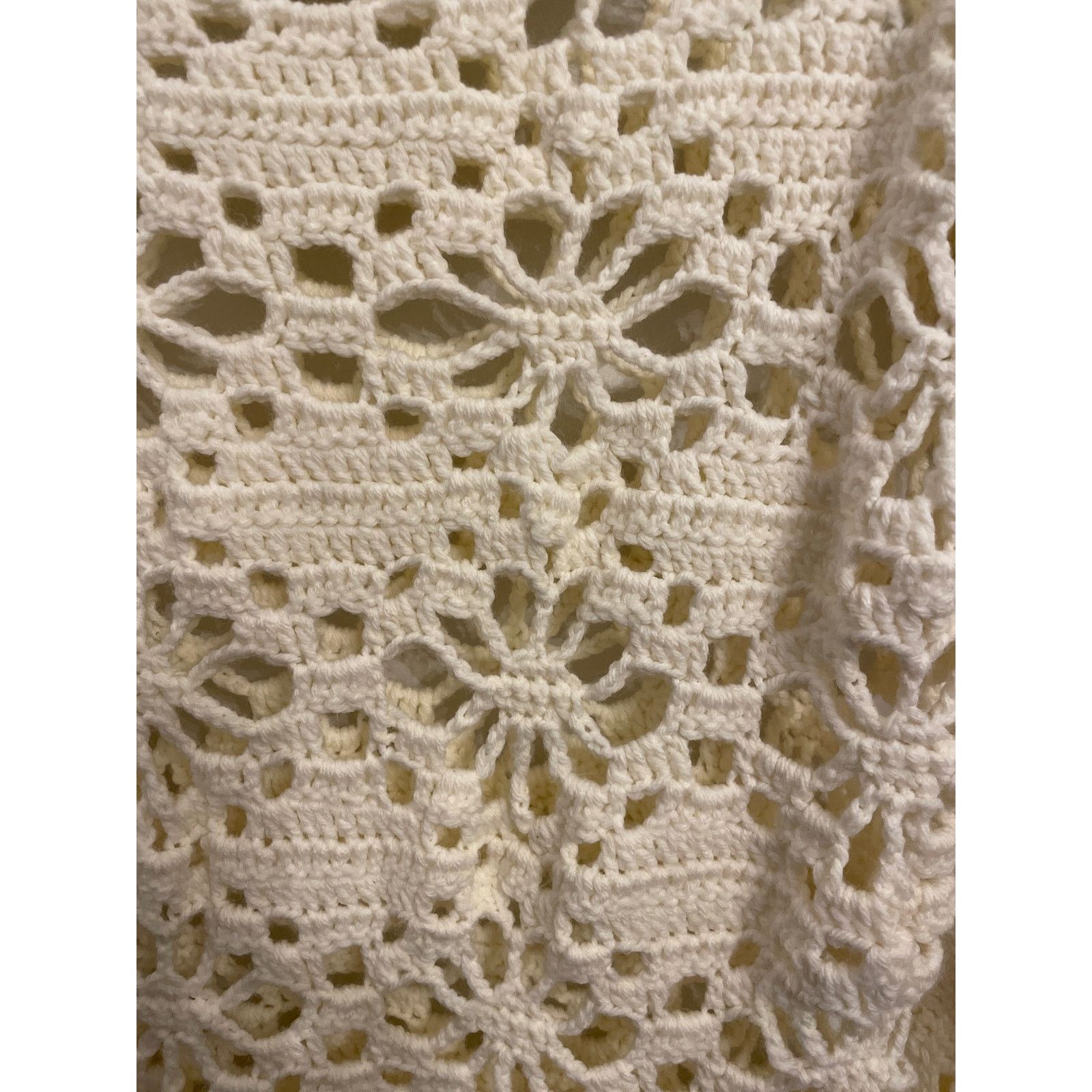 Handmade Handmade Cream Chunky Knit Crochet Sweater Tunic Size ONE SIZE - 4 Thumbnail