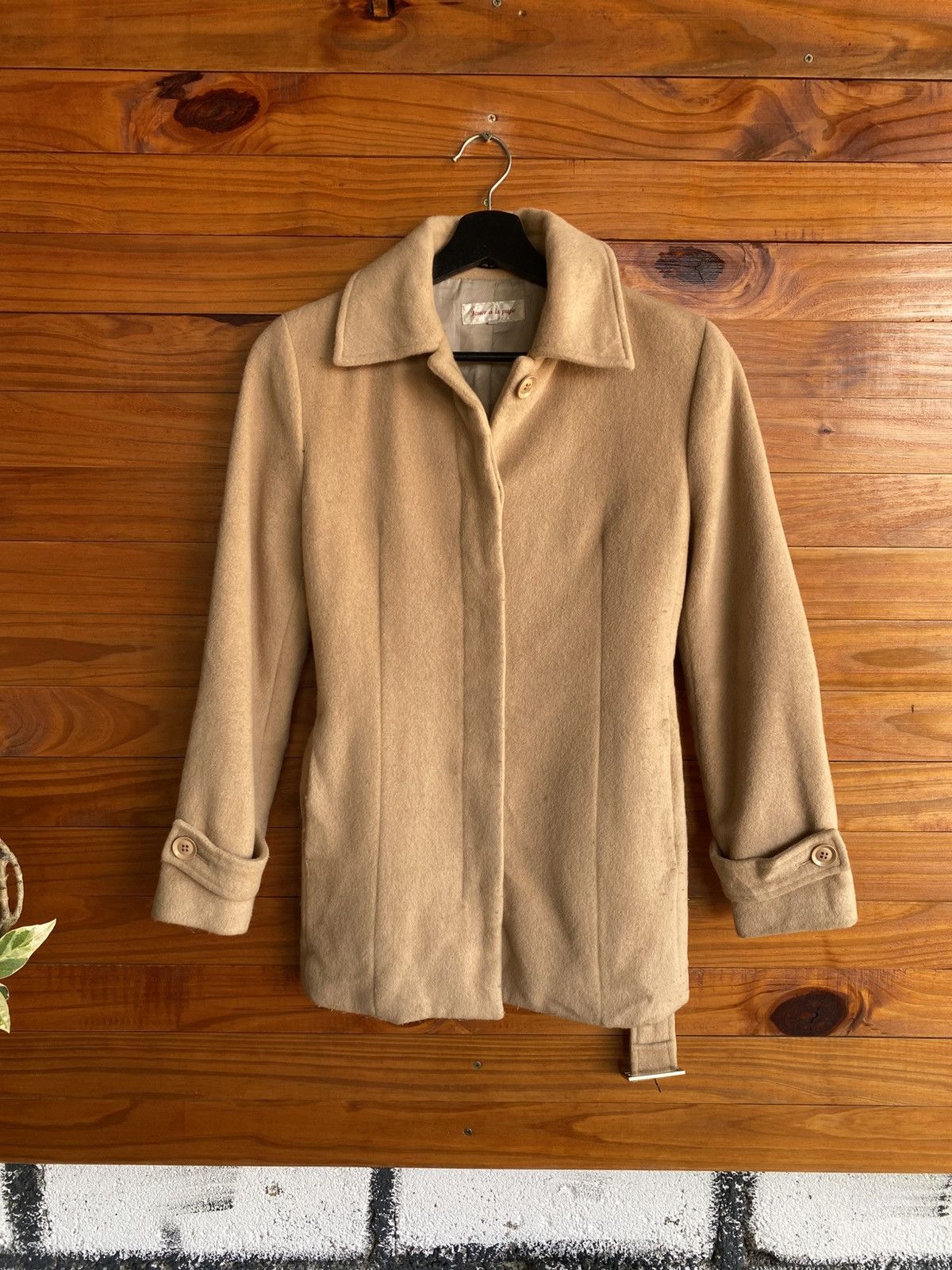 Japanese Brand Jouer à la Pupe Beige Wool Coat – Classic Belted Short Coat Size S / US 4 / IT 40 - 3 Thumbnail