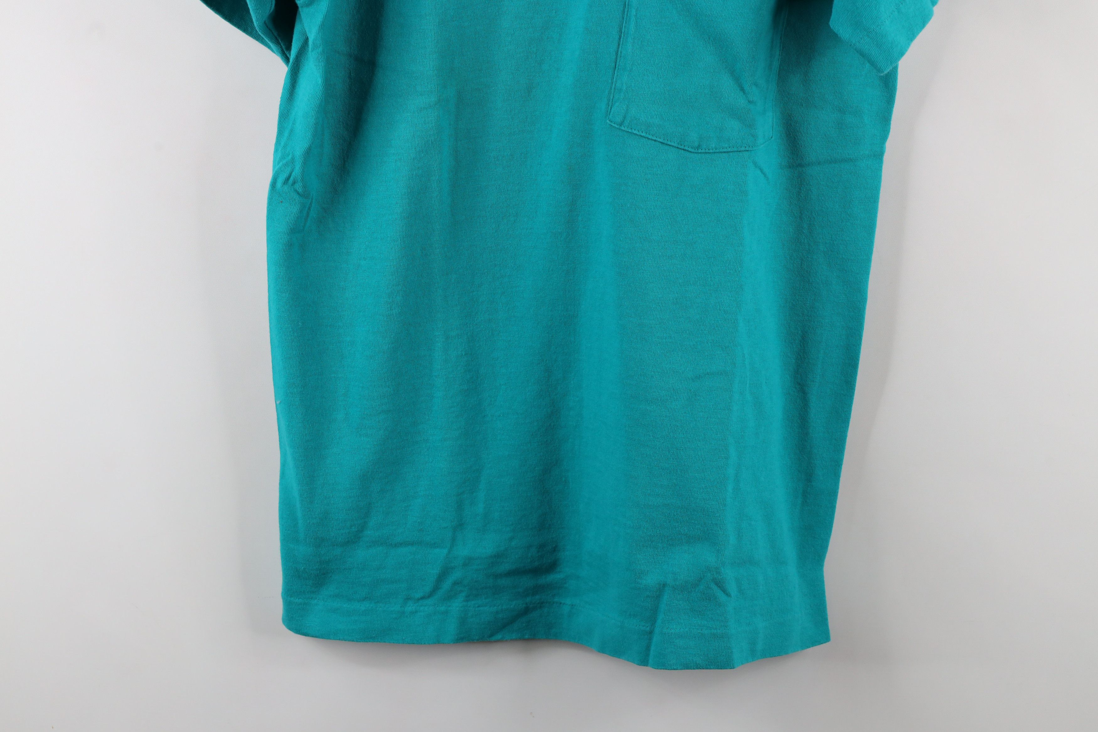 Vintage Vintage 90s Streetwear Blank Pocket T-Shirt Cotton Teal USA Size US M / EU 48-50 / 2 - 3 Thumbnail