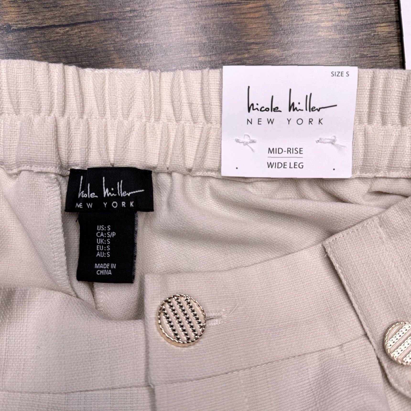 Nicole Miller Nicole Miller Wide-Leg Pants Womens Small Beige High Rise Stretch Dress Pants Workwear Front Pleated Inseam 30 in Regular Size 28" / US 6 / IT 42 - 6 Thumbnail