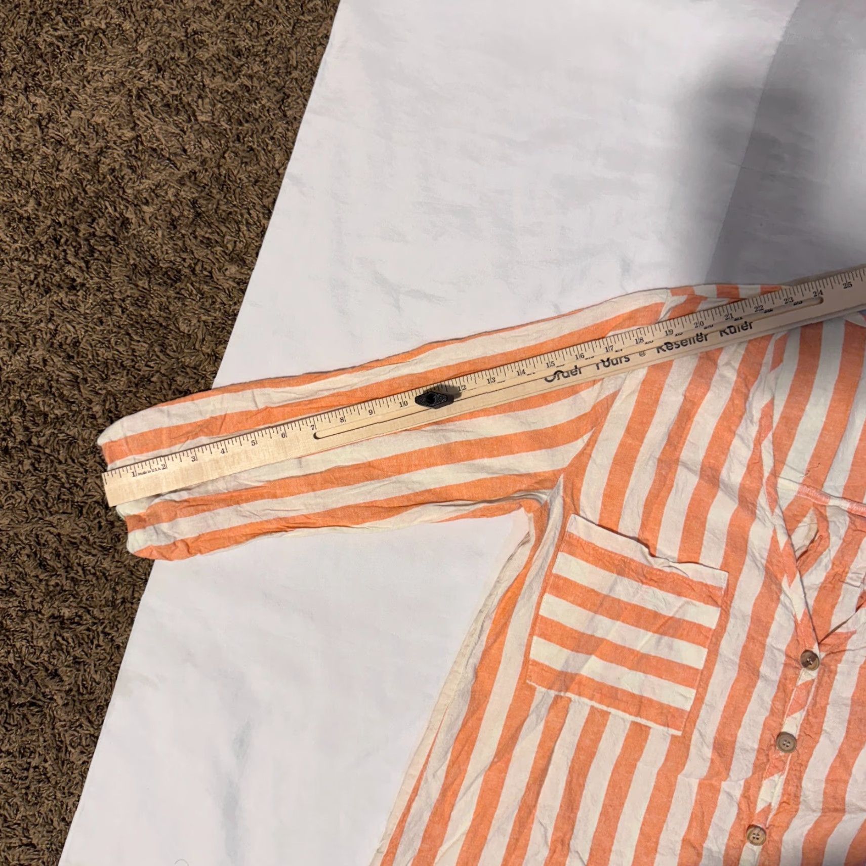 Show Me Your MuMu Show Me Your MuMu Tunic Orange Striped Linen Button Up Blouse - M Pocket Womens Shirt Casual Travel Size M / US 6-8 / IT 42-44 - 4 Thumbnail