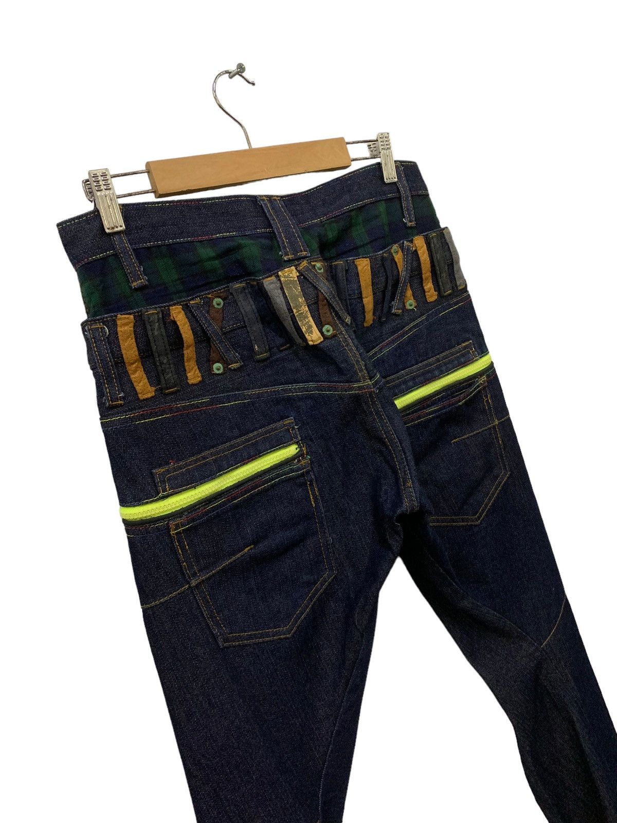 Japanese Brand Brithmint Japan Double Waist Neon Zipper Curved Leg Jeans Size US 30 / EU 46 - 11 Thumbnail