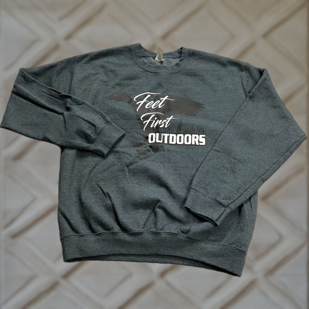 Gildan Gildan Sweatshirt Heavy Blend Mens Medium Gray Feet First Outdoors Logo Crew Size US M / EU 48-50 / 2 - 1 Thumbnail
