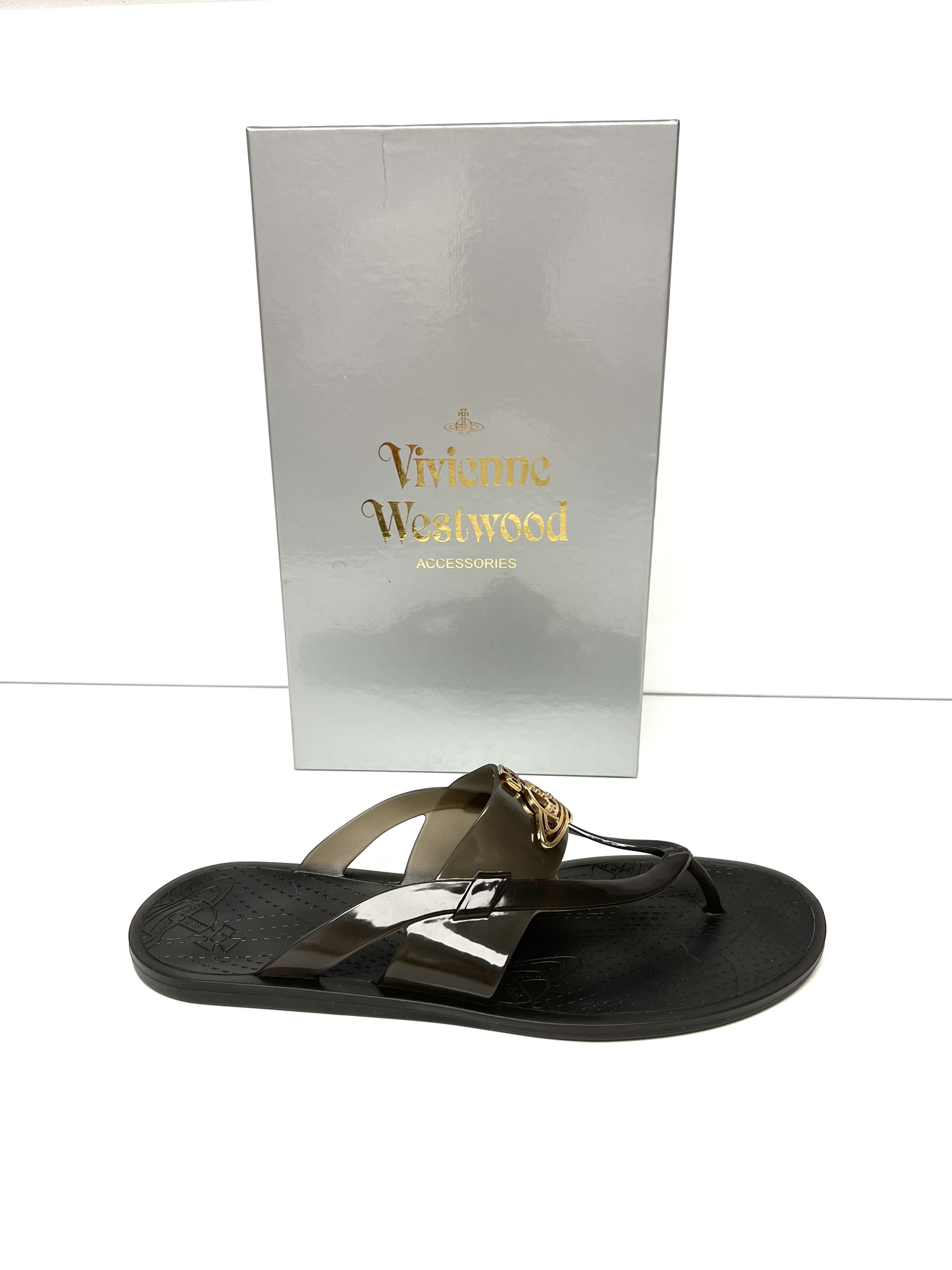 Vivienne Westwood NEW, VIVIEENE WESWOOD UNISEX BLACK FLIP FLOPS, SS13 Size US 11 / EU 44 - 9 Thumbnail
