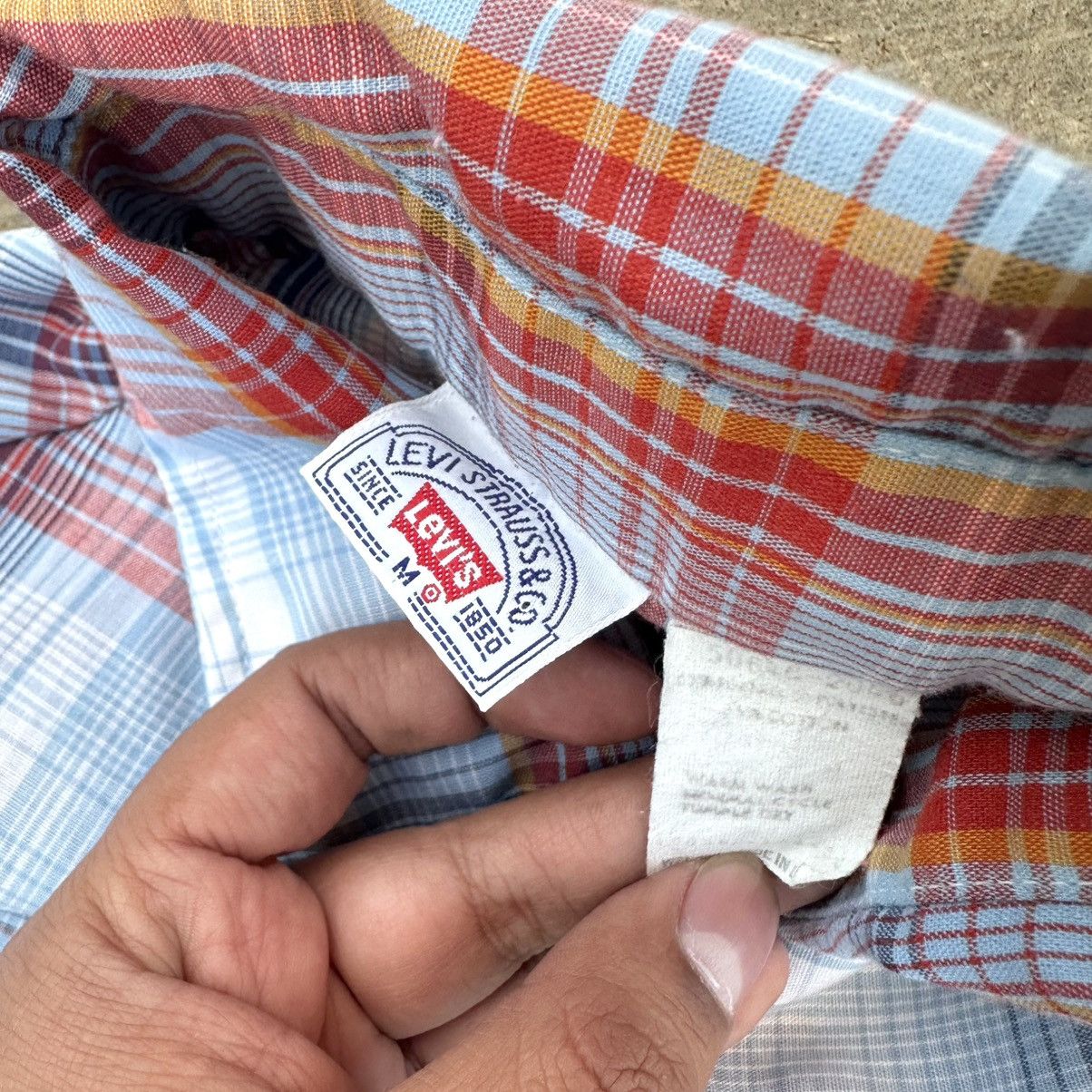 Levi's Vintage 70s-80s Levis Pearl Snap Western Plaid Shirt Blue Size US M / EU 48-50 / 2 - 4 Thumbnail