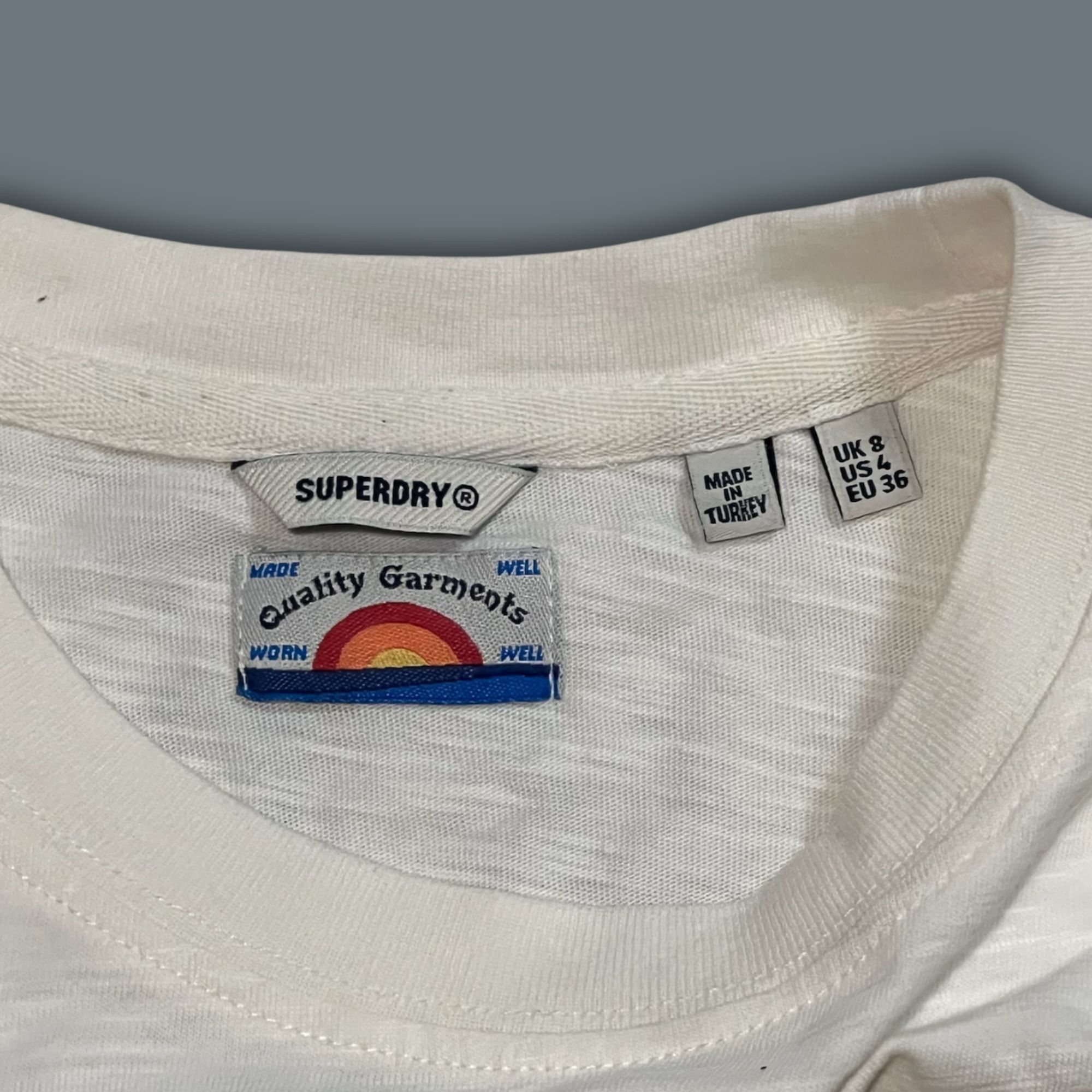 Superdry Superdry Vintage Cali Stripe Graphic T-Shirt Size 4 White Co Size US XS / EU 42 / 0 - 6 Thumbnail