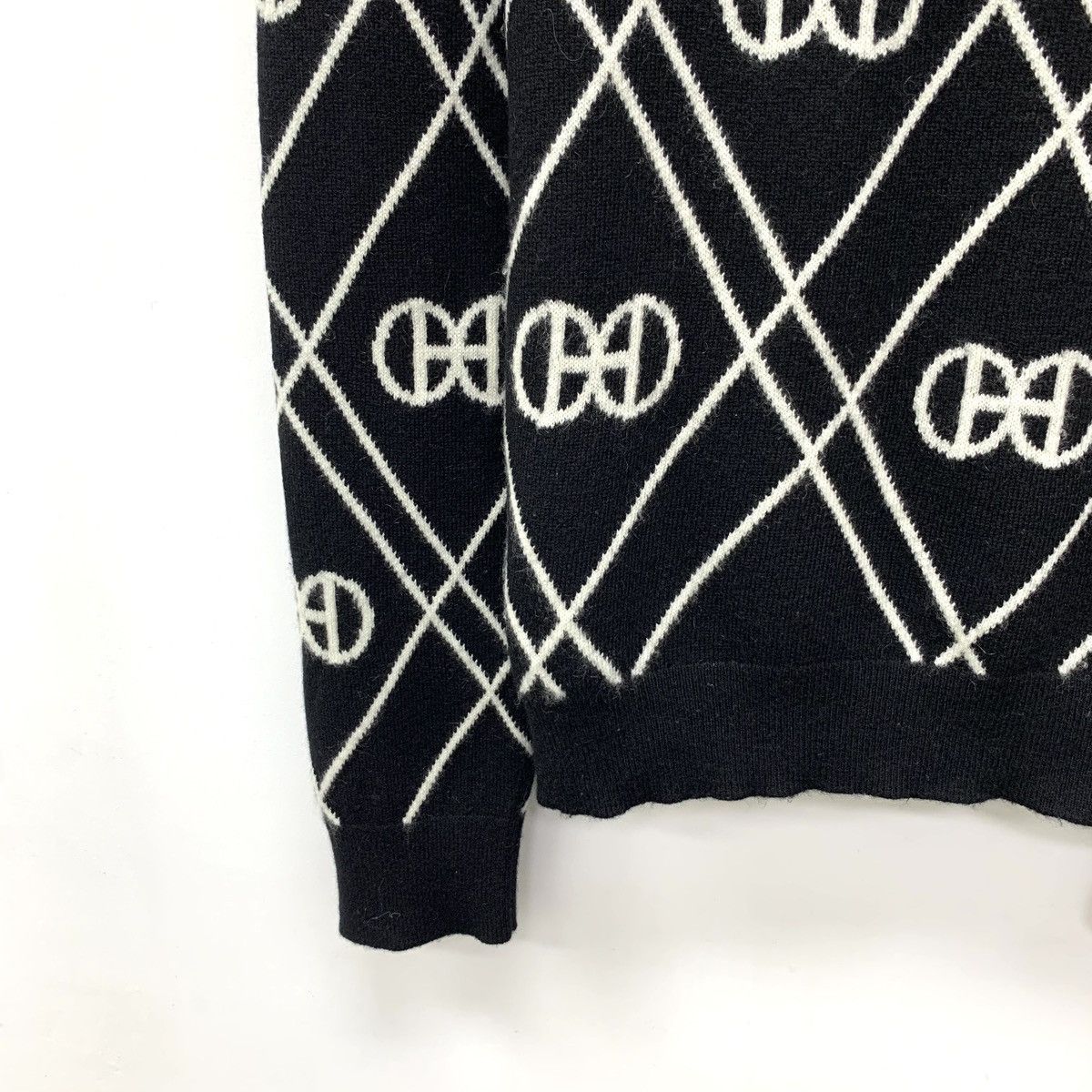 Hermes Hermes Black Lattice Jacquard Long Sleeve Knitwear K26WX Size XS / US 0-2 / IT 36-38 - 4 Thumbnail