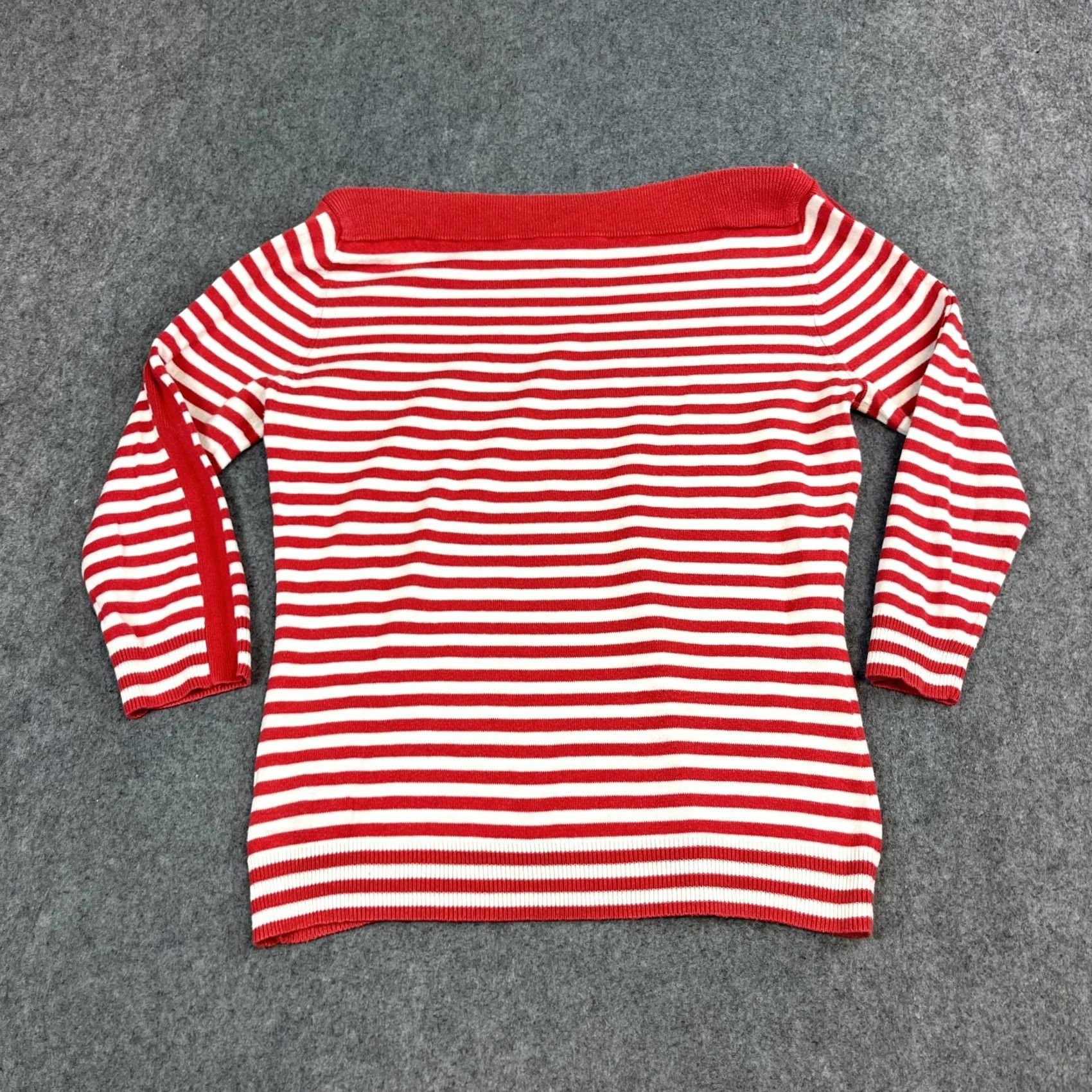 Ralph Lauren Lauren Ralph Lauren Stripe Knit Top Boat Neck Gold Toggle Red White Medium Womens Size M / US 6-8 / IT 42-44 - 6 Thumbnail