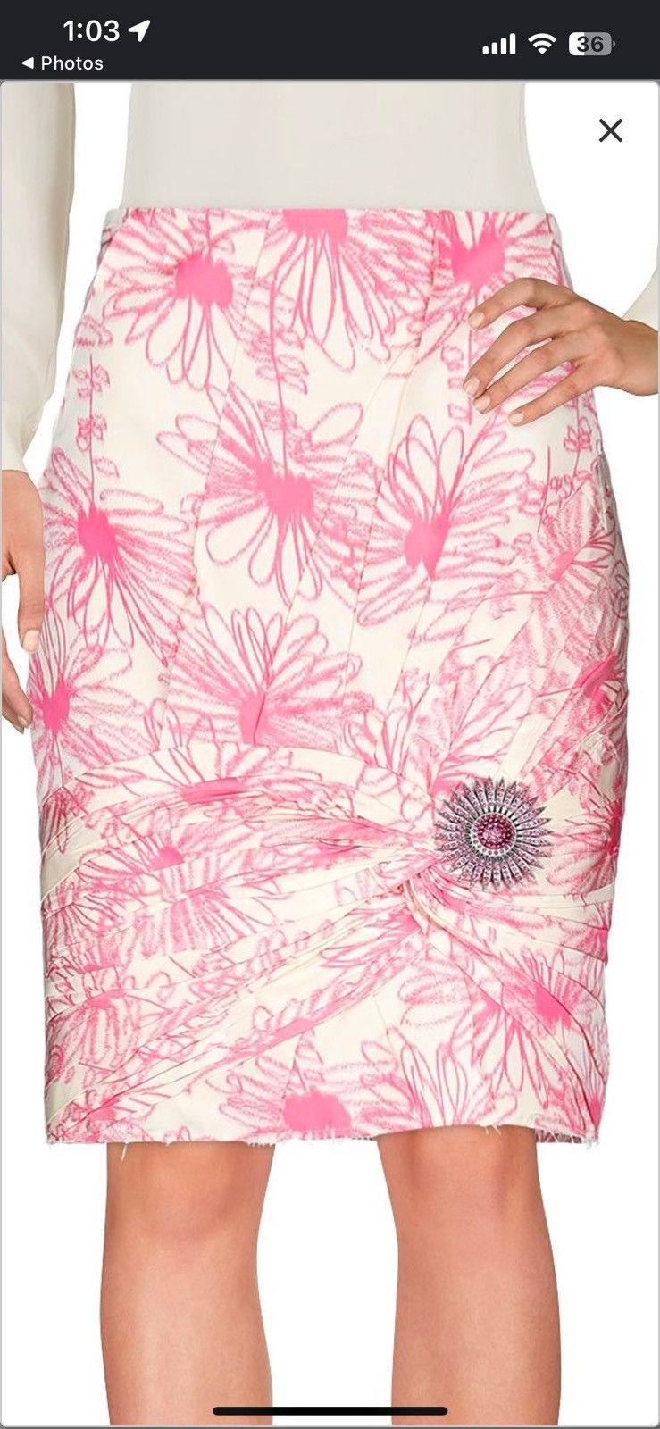 Calvin Klein 205W39NYC Pink/cream floral Calvin Klein 205W39NYC skirt size 6 Size 28" / US 6 / IT 42 - 2 Thumbnail
