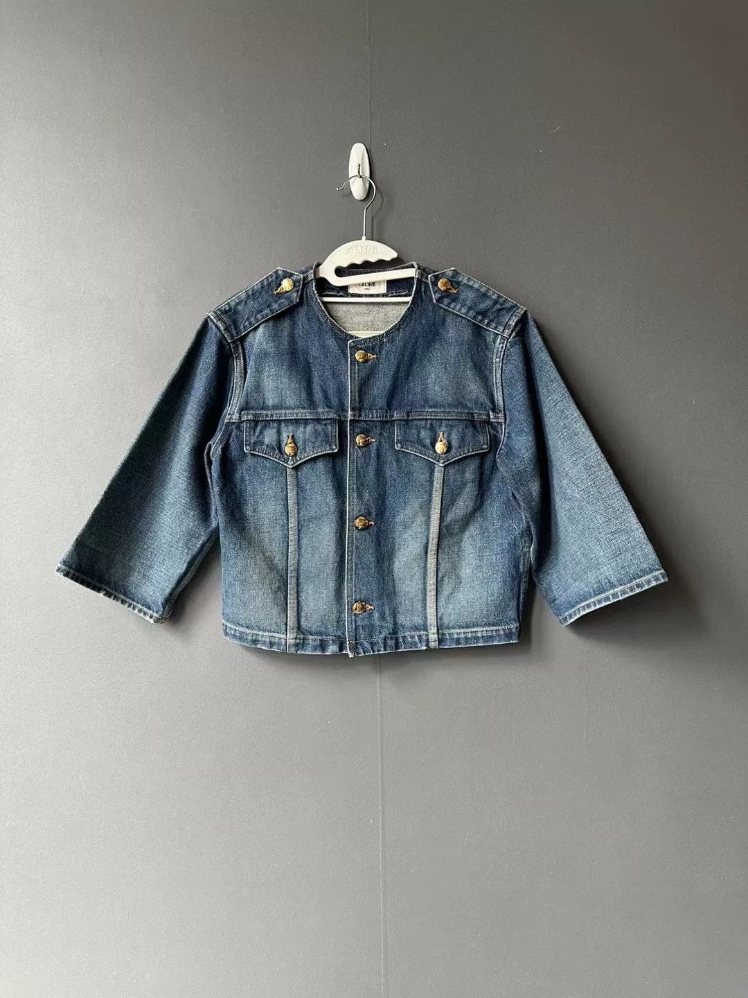 Celine Celine Gold Button Short Denim Jacket Size M / US 6-8 / IT 42-44 - 1 Thumbnail