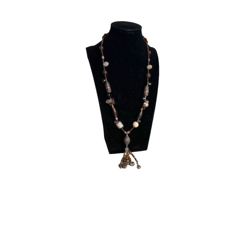 The Unbranded Brand Vintage Necklace Brown wood 27" Handmade Used Good Size ONE SIZE - 3 Thumbnail