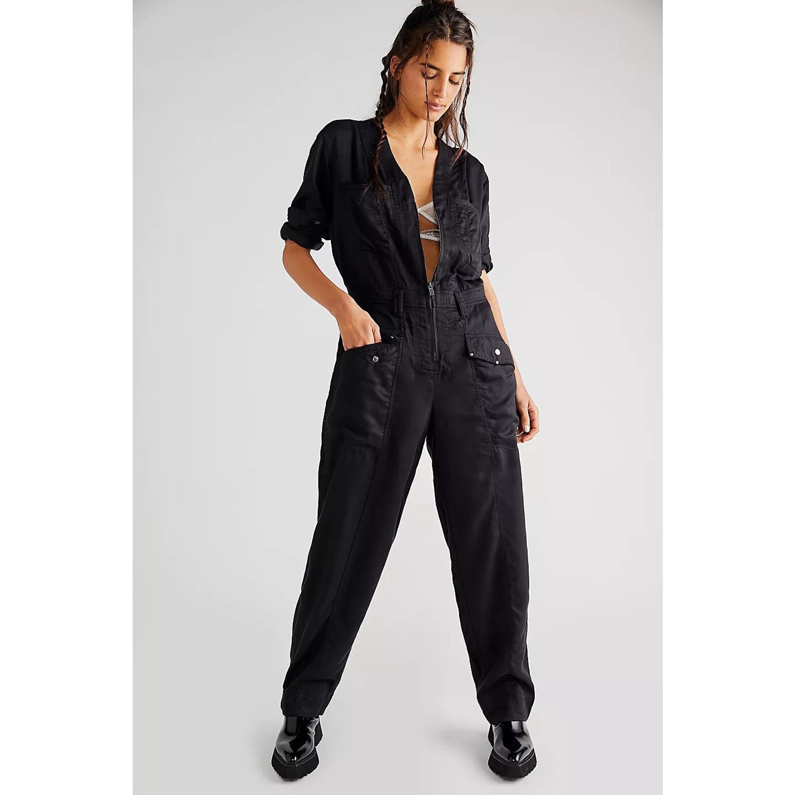 New Free People Time For Me One-Piece $178 MEDIUM Black