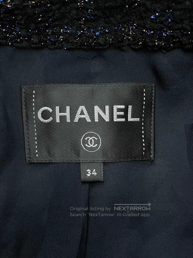 Chanel Chanel Black and blue fine glitter tweed jacket Size XXS / US 00 / IT 34 - 4 Thumbnail