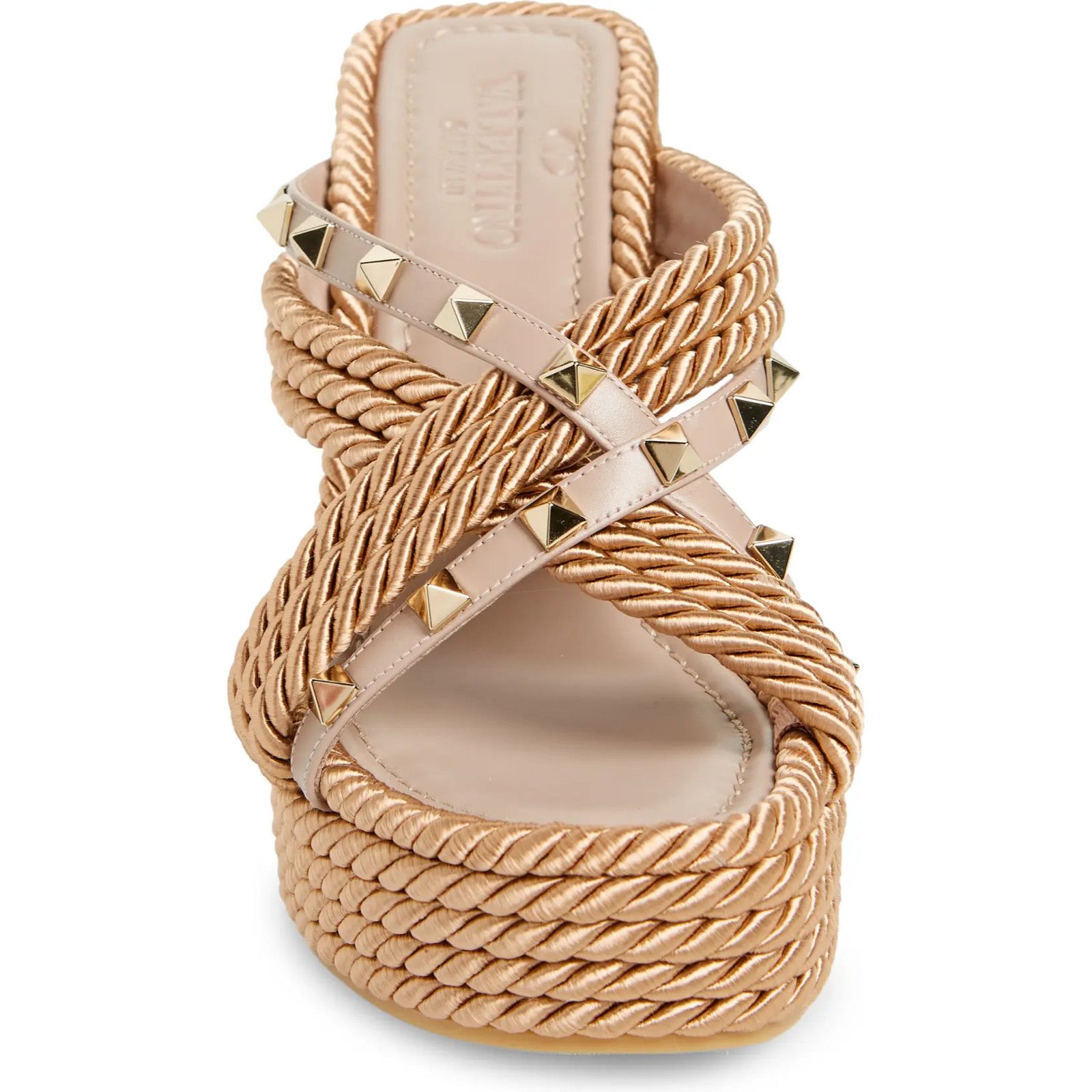 Valentino Valentino Rockstud Torchon Poudre Nude Cord Rope Wedge Size US 12 / IT 42 - 7 Thumbnail