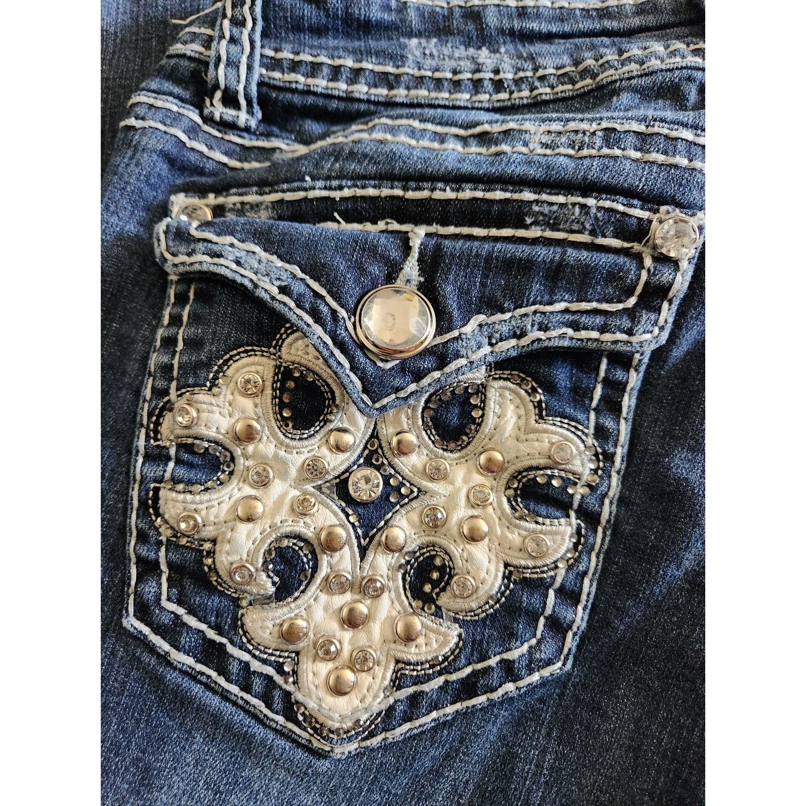 Other L.A Idol Women's Embellished Dark Bootcut Jeans-9 W21x L34 Size 34" / US 12 / IT 48 - 7 Thumbnail
