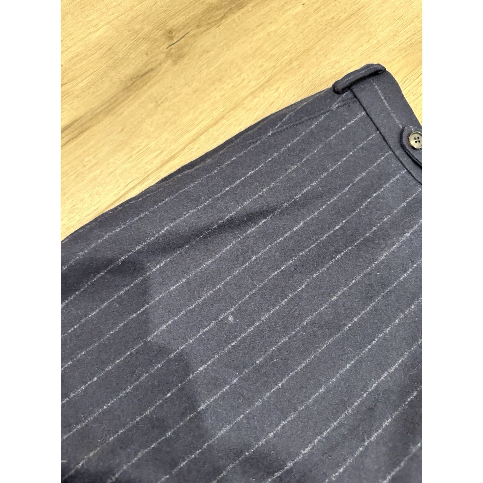 Suitsupply Suitsupply Wool Flannel Striped Navy White Dress Pants Trousers 38x25 Men Regular Inseam 25 Flat Front Dress Pants Suitsupply Size 38R - 5 Thumbnail