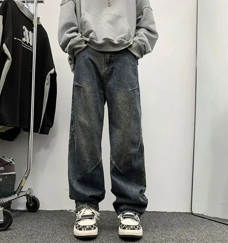 Japanese Brand Retro washed loose fitting straight leg jeans Size US 32 / EU 48 - 1 Thumbnail