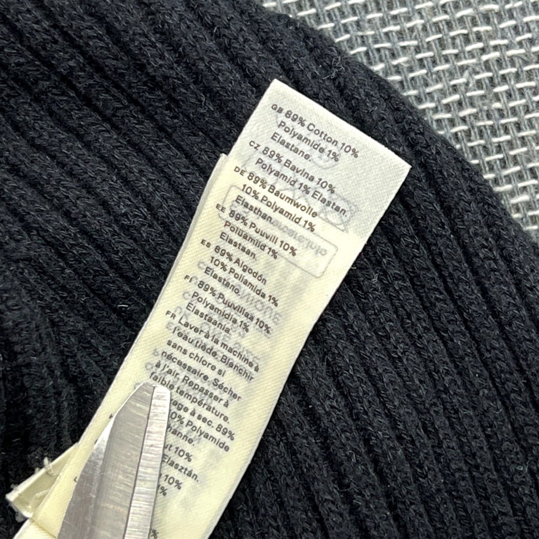 Arket ARKET Beanie Hat One Size Black Ribbon Cuffed Cotton Beanie Unisex Adults Knit Thermal Size ONE SIZE - 6 Thumbnail