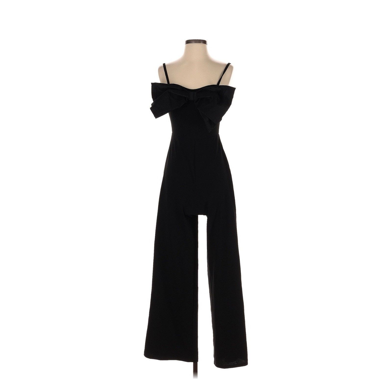 Designer Thirty Thirty Black Large Bow Front Black Jumpsuit Pants S Size 27" / US 4 / IT 40 - 1 Thumbnail