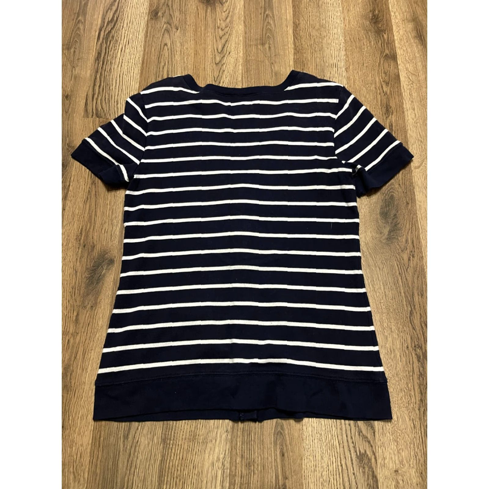 Chaps Chaps Shirt, Women's Size Medium, Navy White Striped, Button Up, Short Sleeve, Casual, Modern, Vintage: No, Regular Fit, White, M, Women Size M / US 6-8 / IT 42-44 - 2 Thumbnail