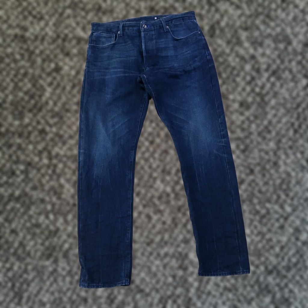 G-Star VINTAGE? No. G-Star RAW 3301 Jeans Men 38x36 Blue 3301 Slim Straight Stretch Whiskered Denim Button fly Size US 38 / EU 54 - 1 Thumbnail