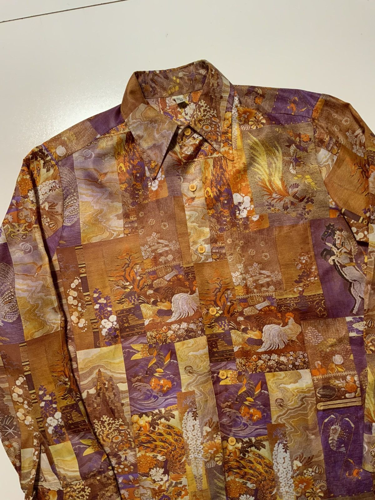 Vintage Vintage 60s 70s Textured Polyester Novelty AOP Disco Shirt Size US M / EU 48-50 / 2 - 3 Thumbnail