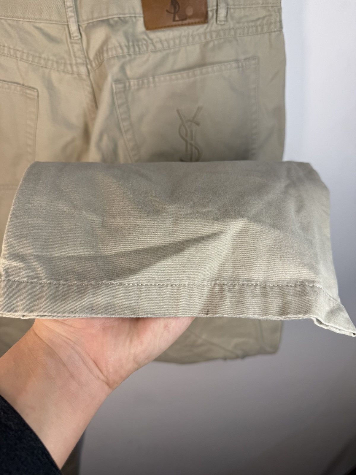 Yves Saint Laurent 34x32 YSL Jeans Beige Denim Pants Casual Old Money Size US 34 / EU 50 - 15 Thumbnail