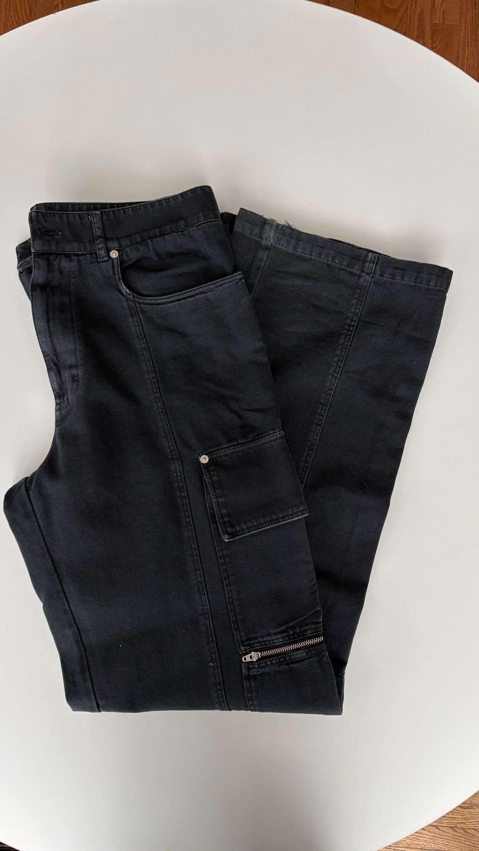 1017 ALYX 9SM ALYX Skater Cargo Canvas Wide-Leg Pants in Washed Black Size US 32 / EU 48 - 1 Thumbnail