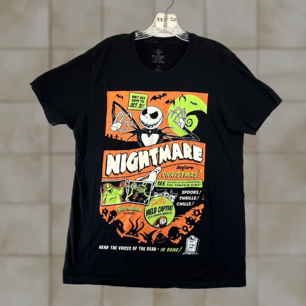 Disney Disney The Nightmare Before Christmas T Shirt Adult Large Black Halloween Christmas Jack Skellington Graphic Print Unisex Size US L / EU 52-54 / 3 - 1 Thumbnail