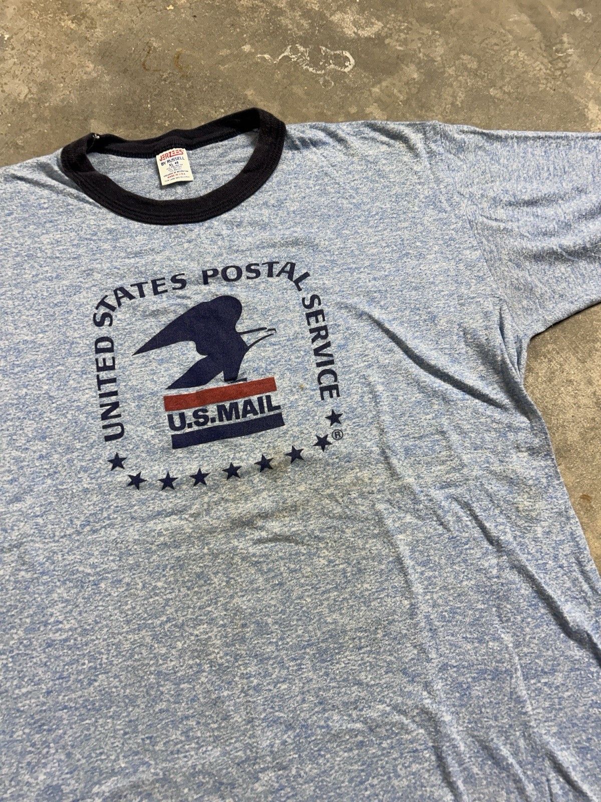 Jerzees Vintage 80’s Jerzees USPS Mail Promo Ringer T-Shirt Size US M / EU 48-50 / 2 - 2 Thumbnail