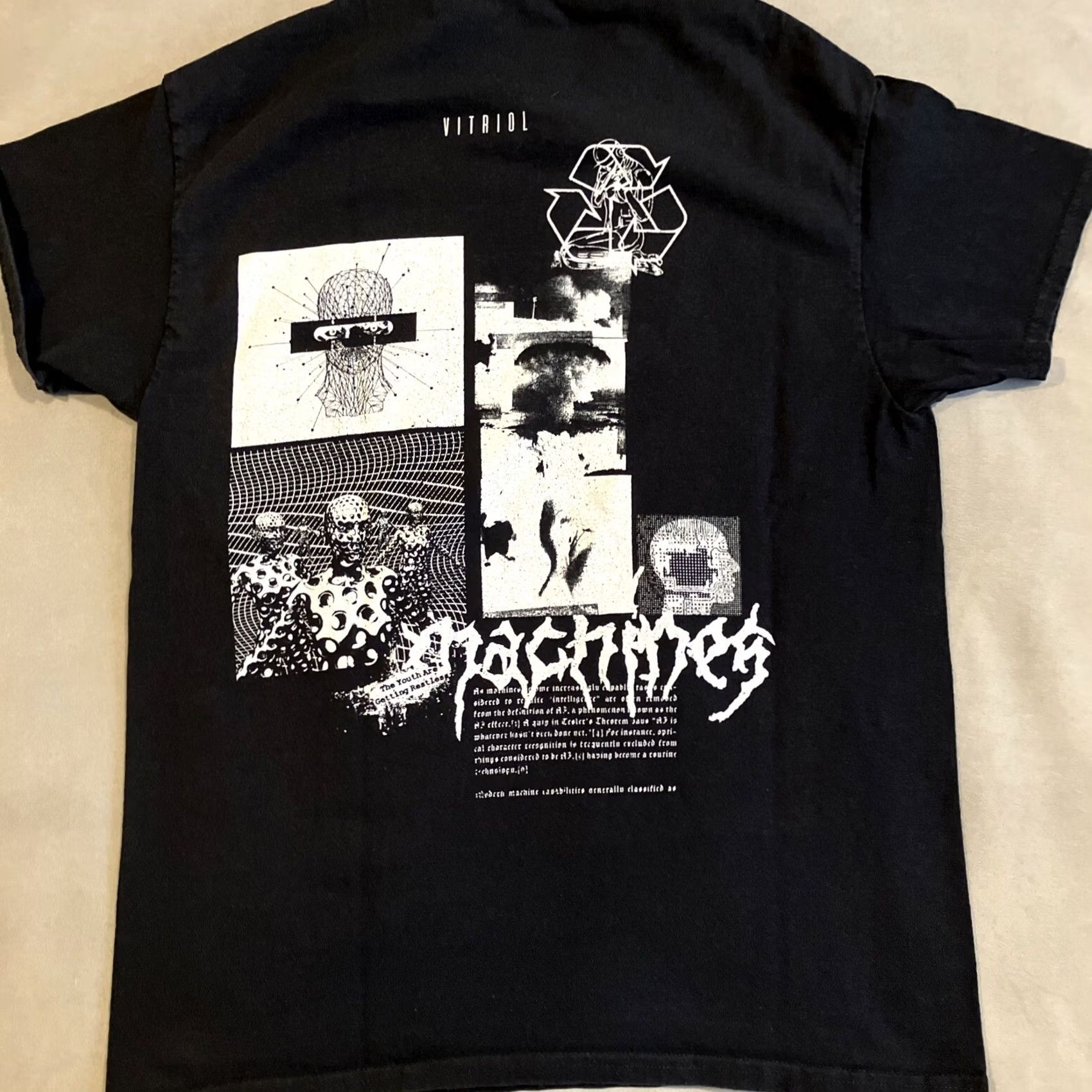 Vintage VITRIOL Shirt Unisex Adults Short Sleeve Crew Neck Black M AWESOME Machines Print Band Cotton Size US M / EU 48-50 / 2 - 4 Thumbnail