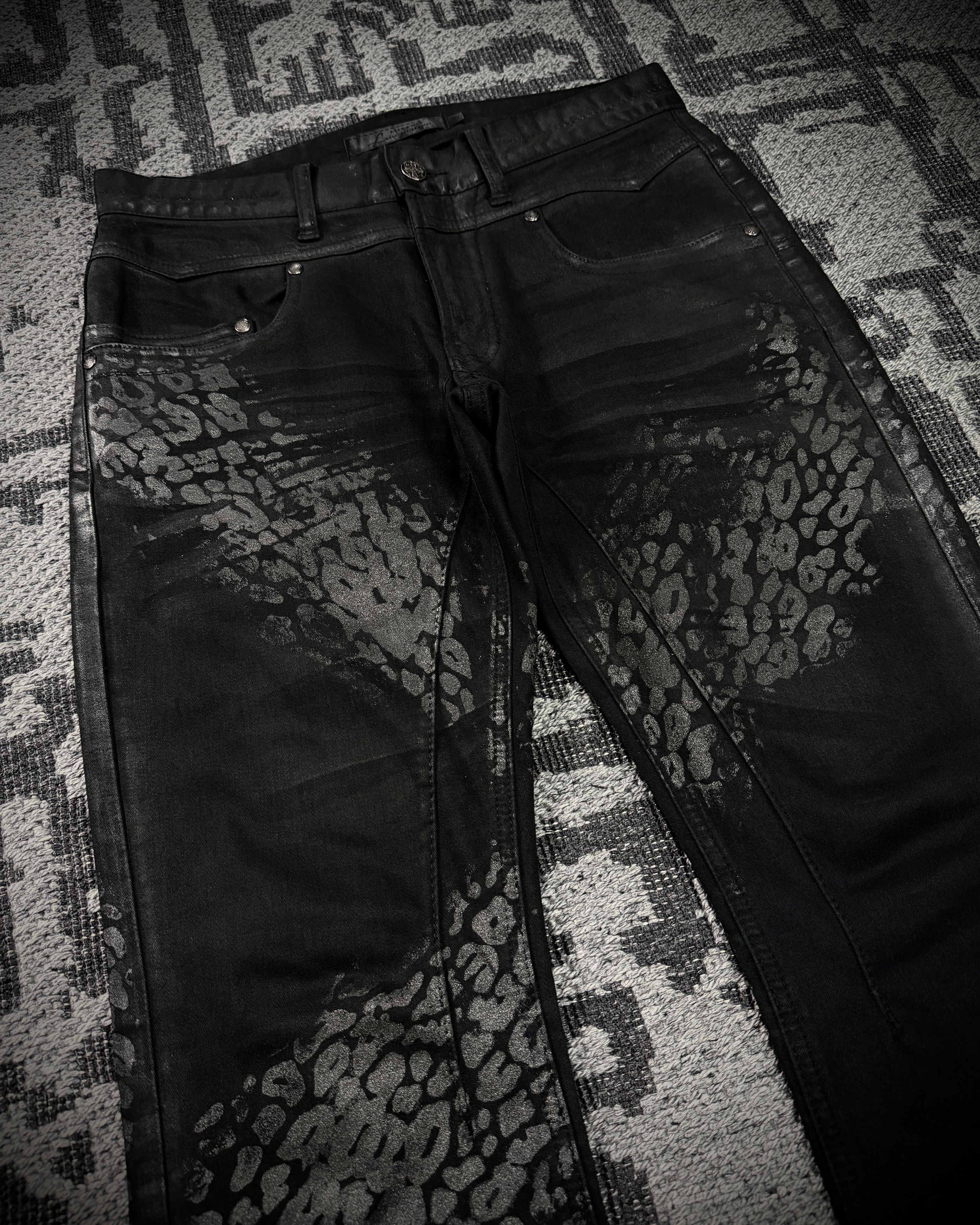 JACKROSE Jack Rose x Luv Maison Leopard Glitter Coated Flare Jeans Size US 31 - 2 Thumbnail