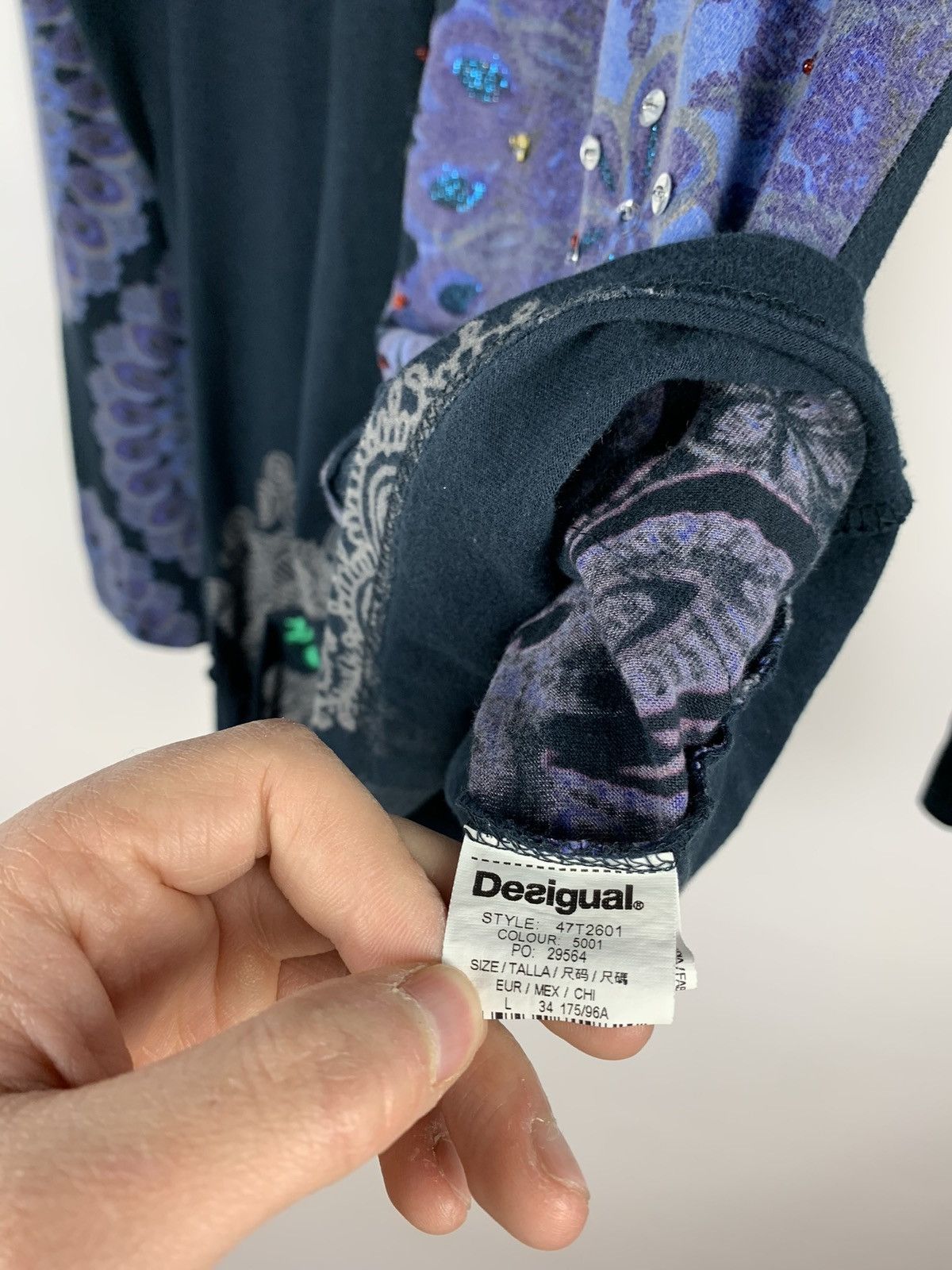 Desigual Vintage Y2K Desigual Avant Garde Long Sleeve Tee Rhinestone Size L / US 10 / IT 46 - 13 Thumbnail
