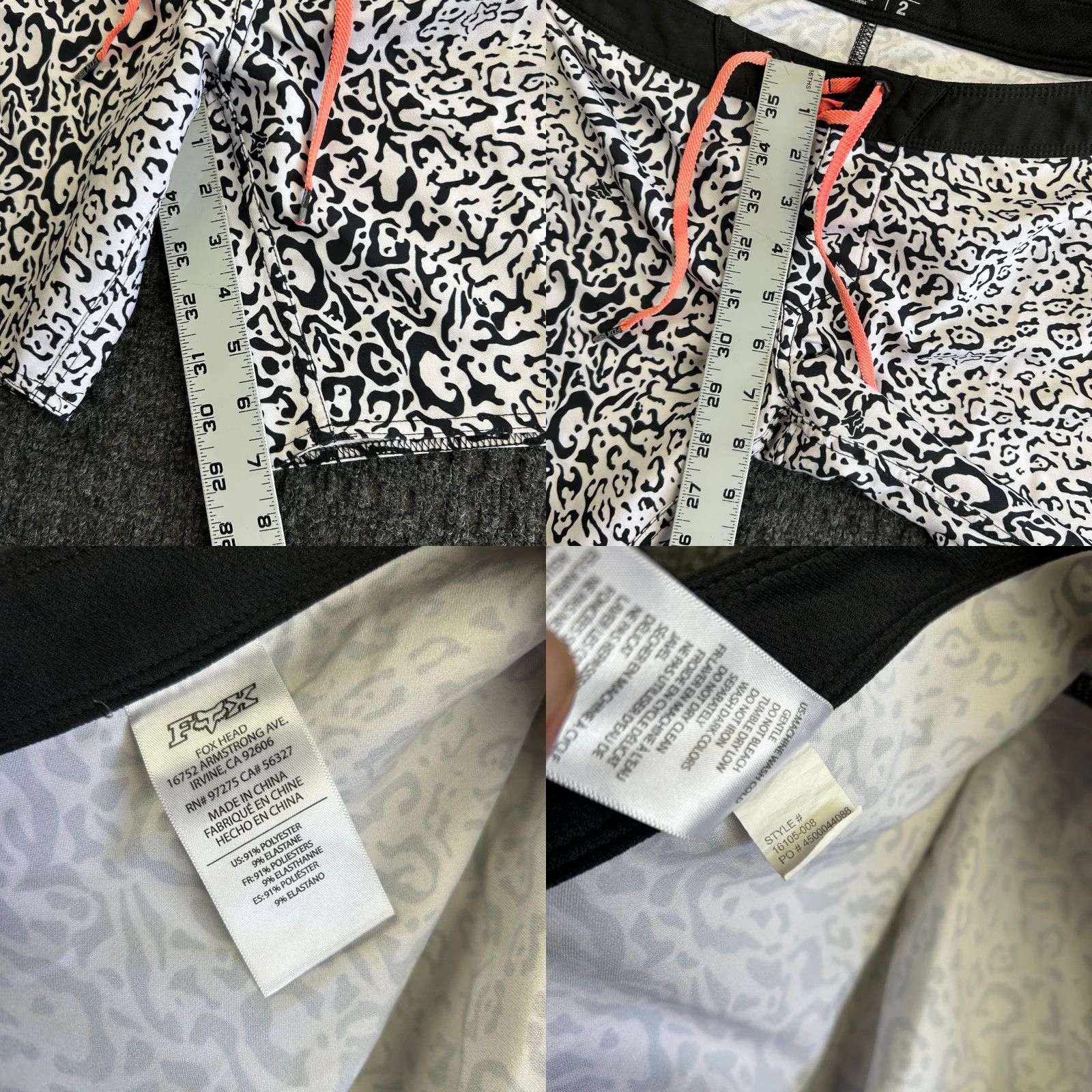 Fox Racing VINTAGE Fox Racing H2O Womens Board Shorts Swim Trunks Leopard Print Black White Size 30" / US 8 / IT 44 - 8 Thumbnail