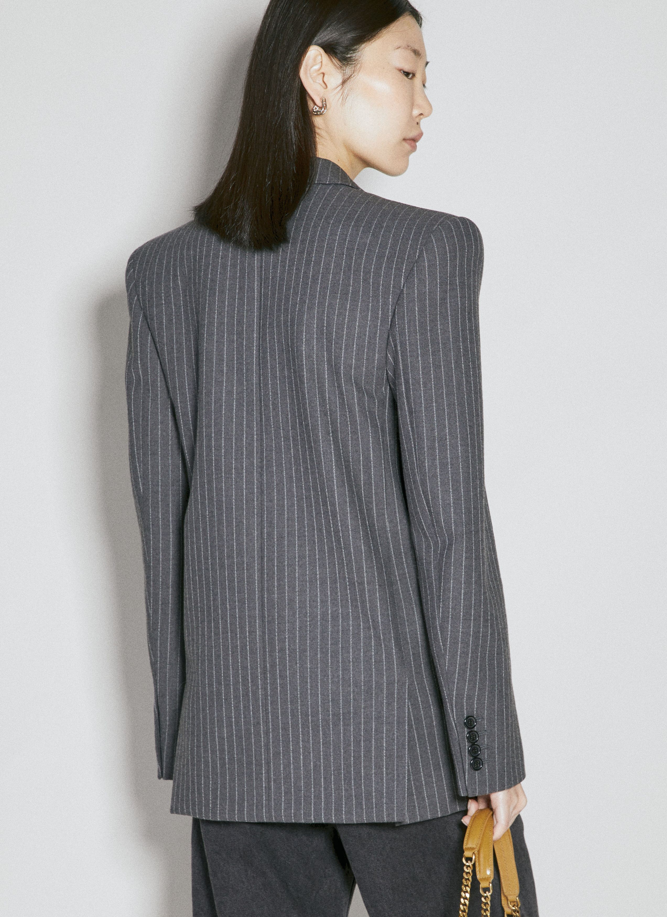 Saint Laurent Paris o1bcso1str1124 Oversized Jacket In Striped in Grey Size L / US 10 / IT 46 - 4 Thumbnail