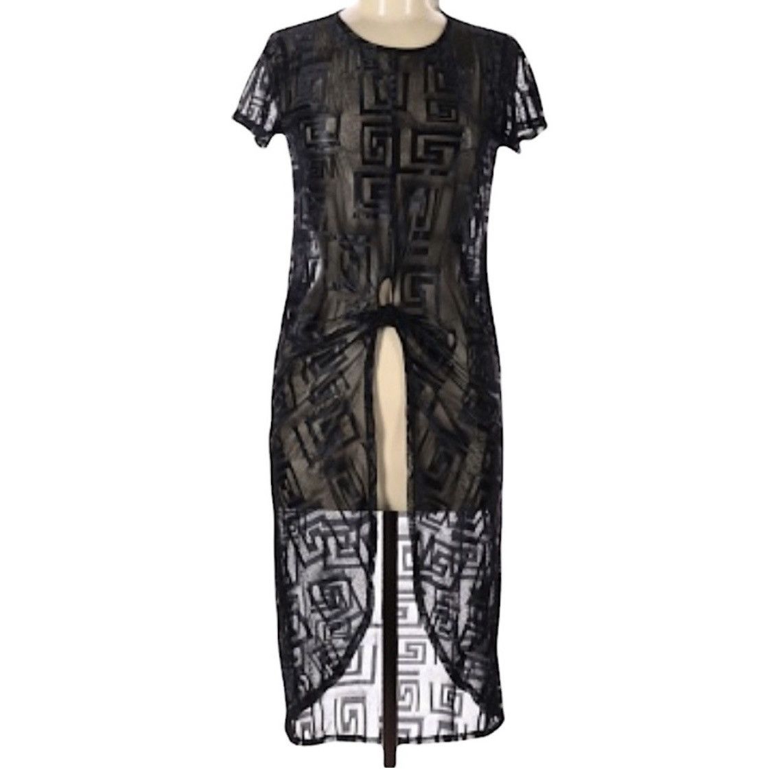 Other BLACK SHEER EMBROIDERED SHORT SLEEVE KNOTTED DUSTER TOP SZ M Size M / US 6-8 / IT 42-44 - 1 Thumbnail