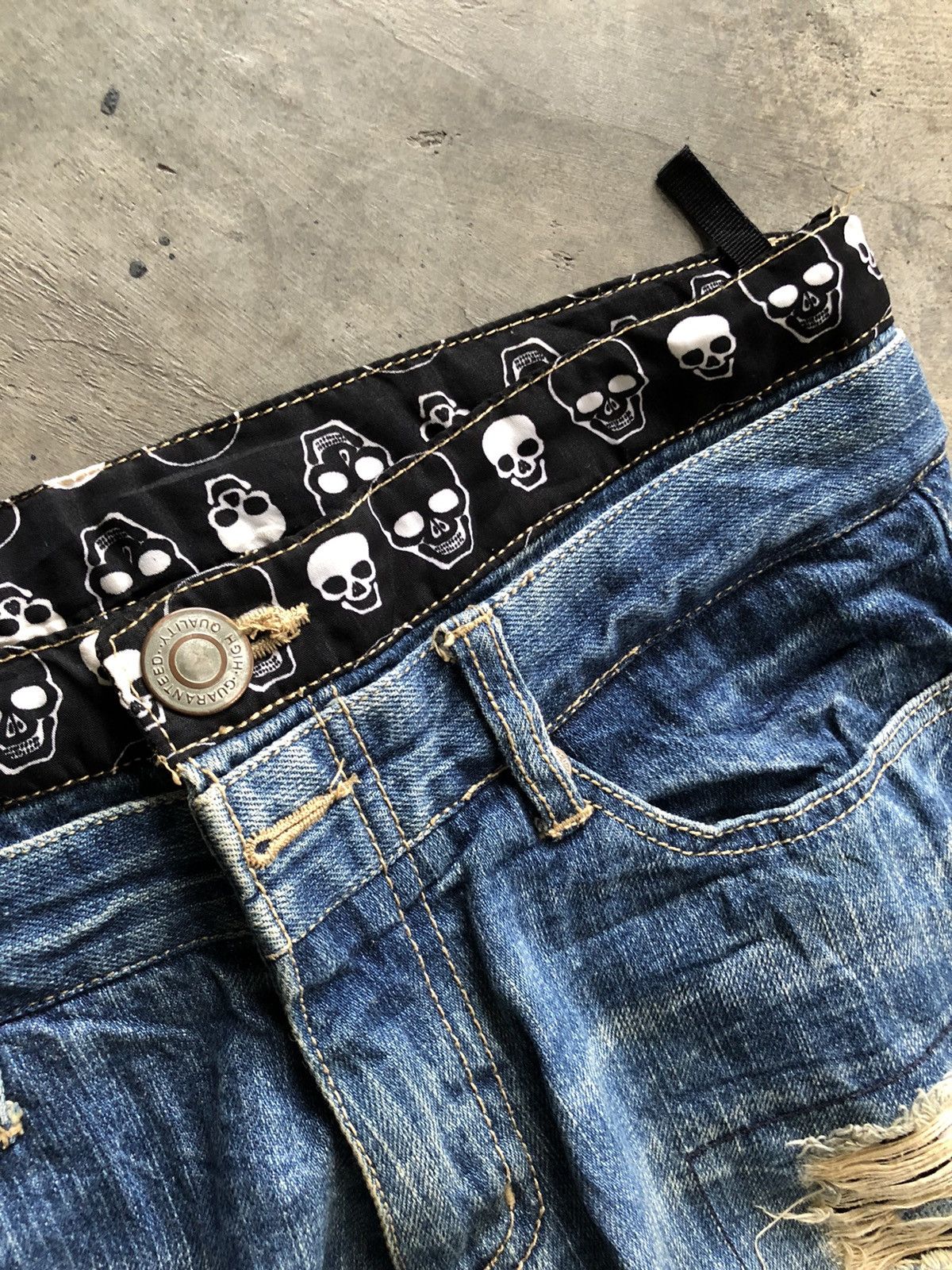 If Six Was Nine JAPANESE BRAND DISTRESSED SKULL DOUBLE WAIST KAPITAL STYLE Size US 30 / EU 46 - 4 Thumbnail