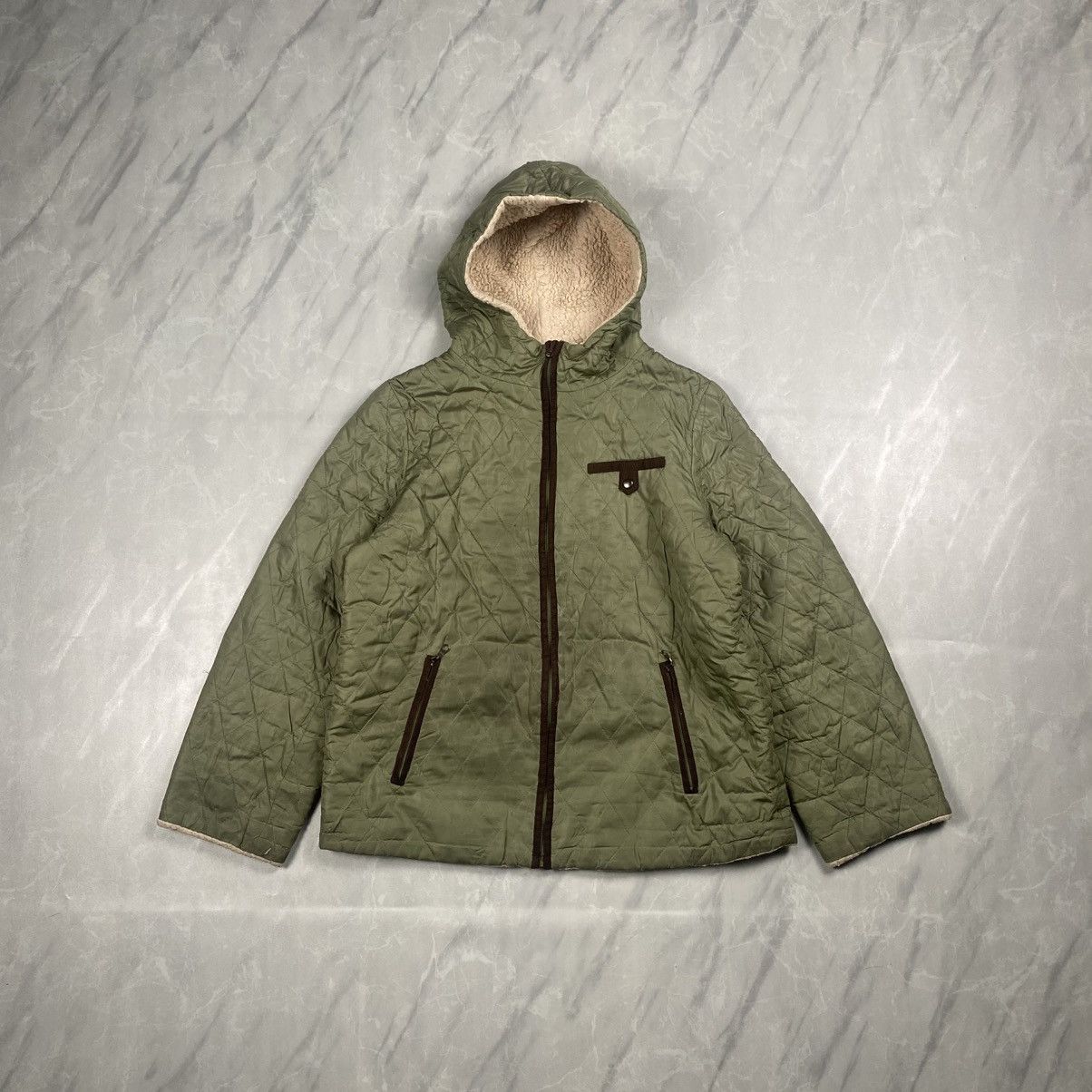 Japanese Brand Vintage Filett Reversible Sherpa Quilted Jacket Size US S / EU 44-46 / 1 - 1 Thumbnail
