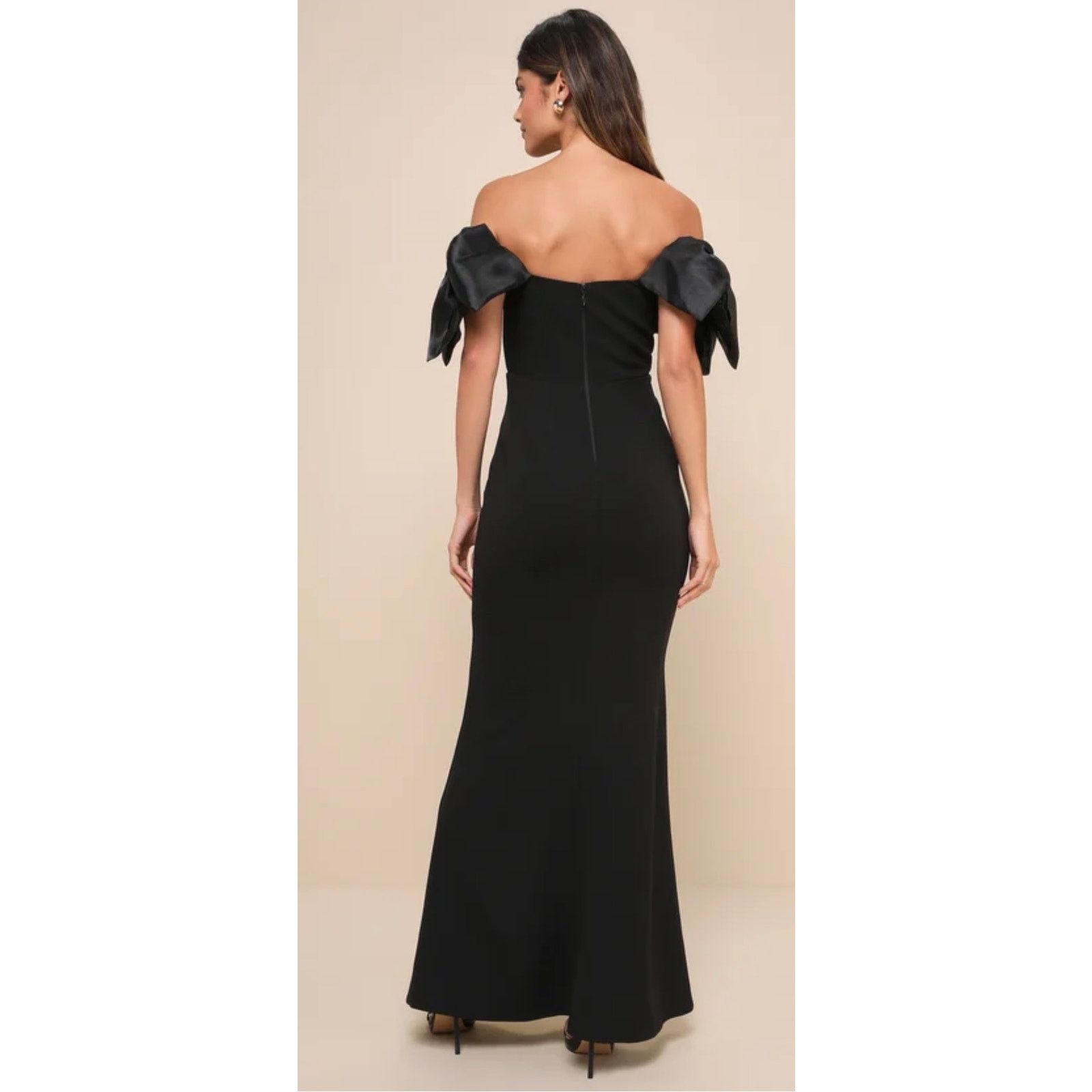 Lulus Lulus Pristine Sensation Black Bow Off Shoulder Maxi Dress Size M / US 6-8 / IT 42-44 - 2 Thumbnail
