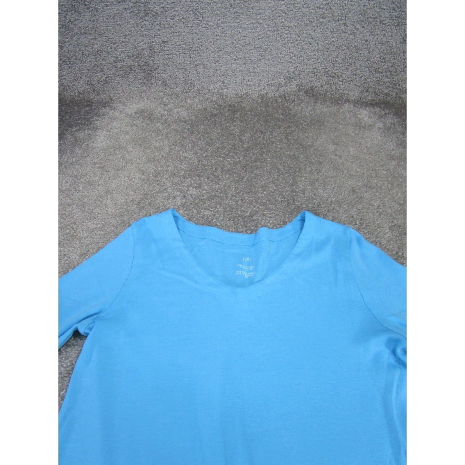 J. Jill VINTAGE J. Jill T-Shirt Womens XSP Petite Blue Cotton V-Neck Long Sleeve Casual Size XS / US 0-2 / IT 36-38 - 2 Thumbnail