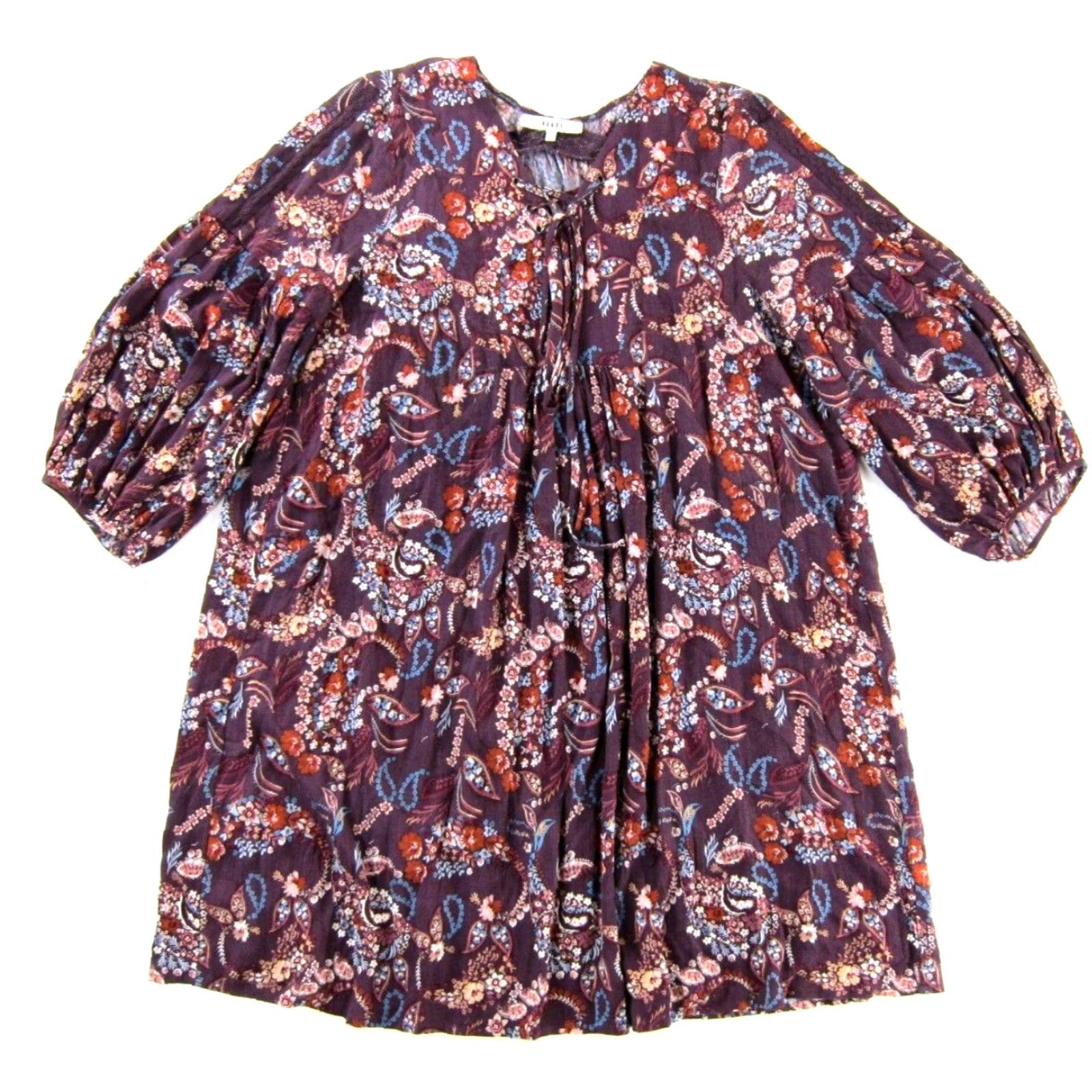 Anthropologie VINTAGE Anthropologie RO & DE Pink Orange Blue Floral Rayon Tunic Smock Sun Dress Large Size L / US 10 / IT 46 - 2 Thumbnail