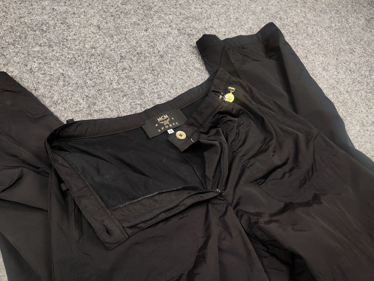 MCM Vintage MCM Sports Nylon Black wide casual Zip Trouser pants Size 26" / US 2 / IT 38 - 13 Thumbnail