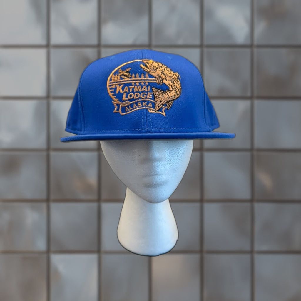 Vintage Otto Katmai Lodge Alaska Snapback Hat Mens One Size Blue Twill Cotton Adjustable Travel Fish Hunt Cap Mens Size ONE SIZE - 1 Thumbnail
