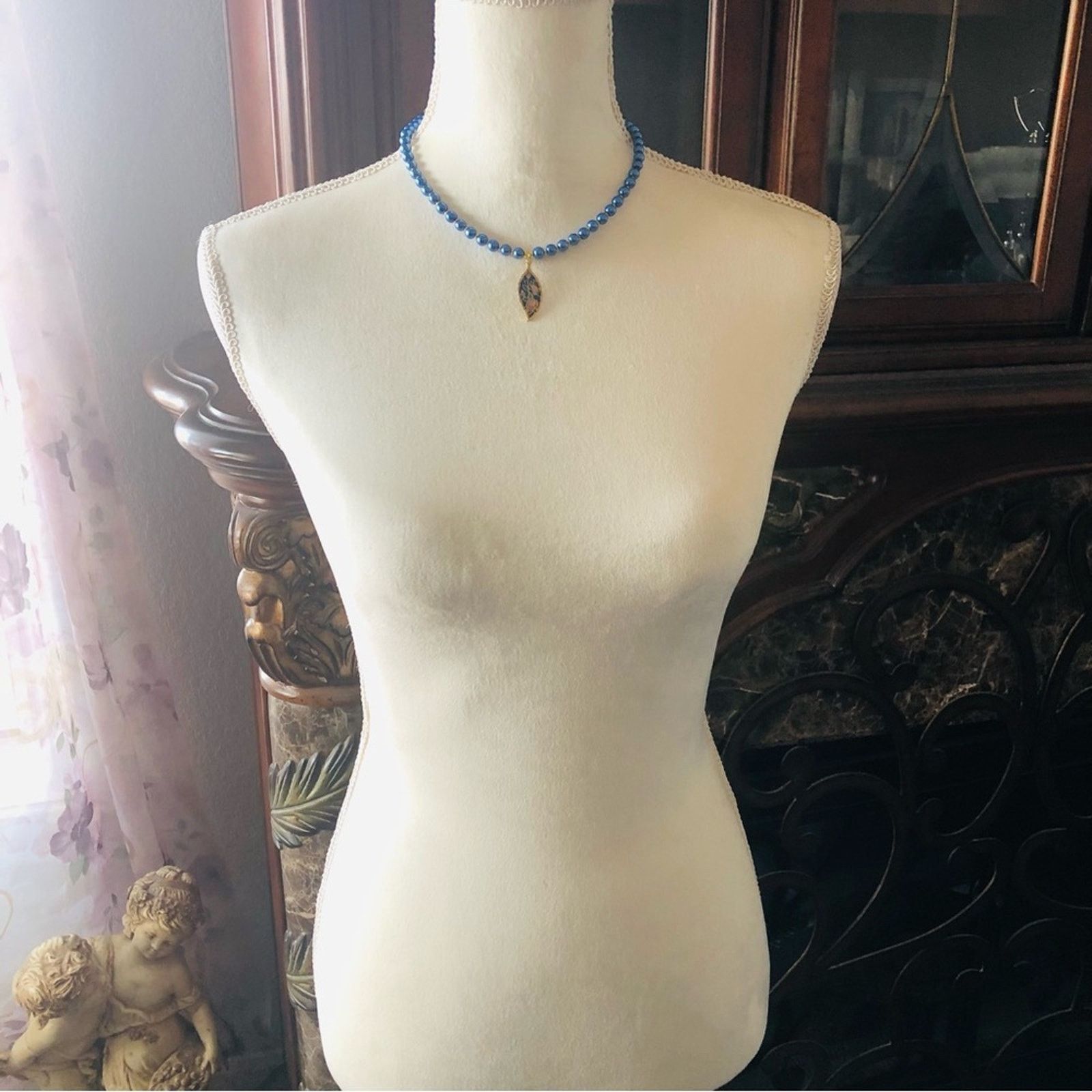 Handmade Handcrafted repurpose colorful cloisonné Pearl necklace Size ONE SIZE - 7 Thumbnail