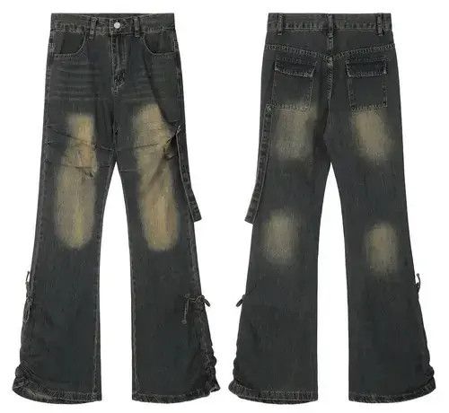 Japanese Brand × Jean Unisex Y2K Stacked Baggy Flare Jeans Size US 33 - 4 Thumbnail