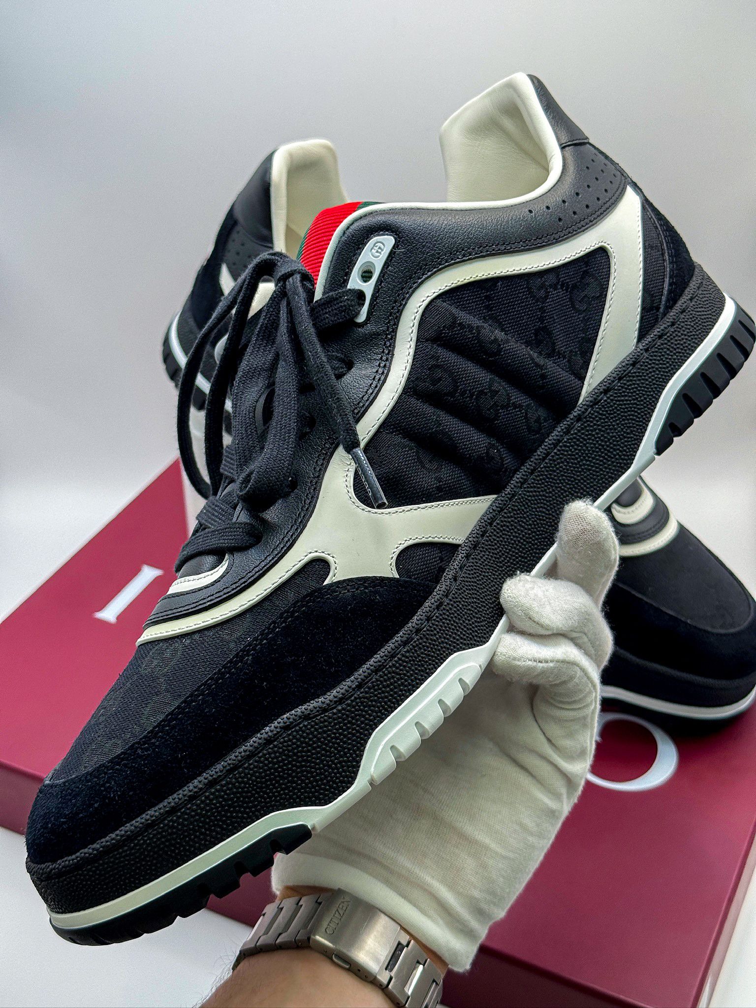 Gucci Gucci Re-Web GG Supreme Monogram Black Luxury Sneakers Size US 13 / EU 46 - 5 Thumbnail