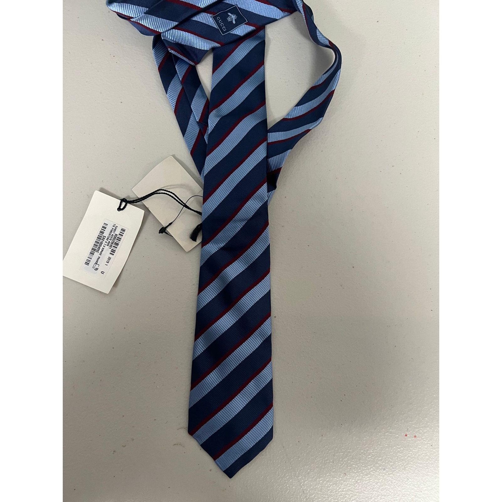 Gucci Gucci Blue and Red Diagonal Striped Silk Tie Size ONE SIZE - 6 Thumbnail