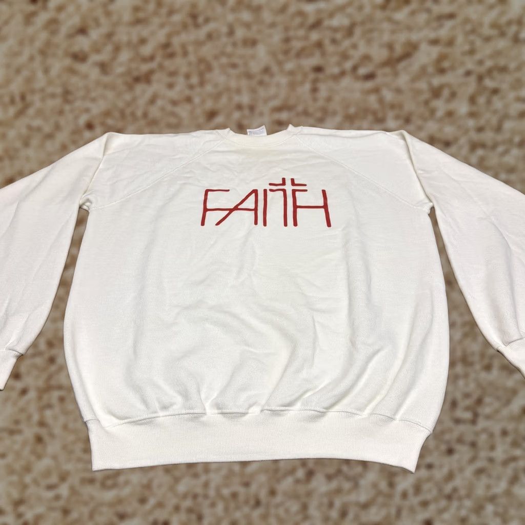 Hanes VINTAGE Hanes Sweatshirt Mens XL White Faith Christian Graphic Pullover USA Size US XL / EU 56 / 4 - 1 Thumbnail
