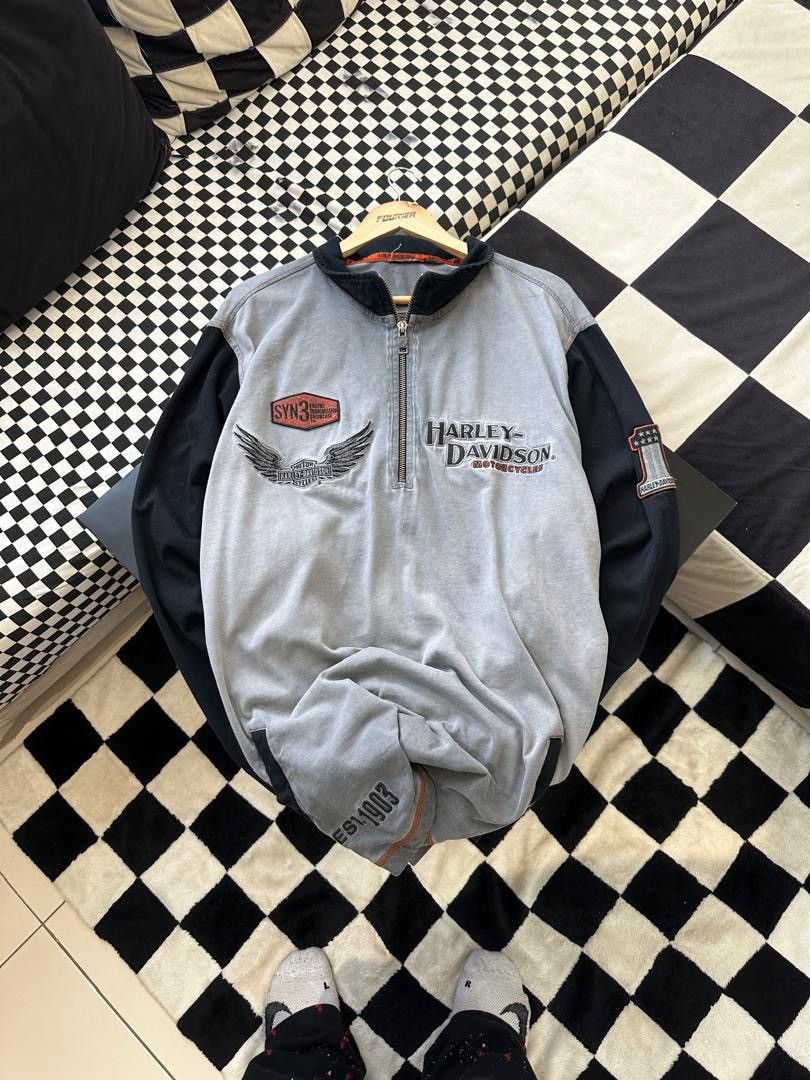Harley Davidson × Vintage HARLEY DAVIDSON HALF ZIPPER Size US XXL / EU 58 / 5 - 2 Thumbnail