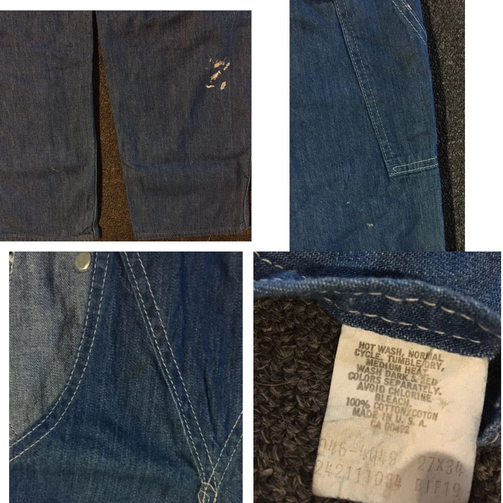 Lee Vtg 70s Lee Faded Distress Denim Overalls 27 USA Biker Punk Grunge Trucker 80s Denim Overalls Men 27 Blue USA Engineered for Workwear Style: Overalls Size US 27 - 8 Thumbnail
